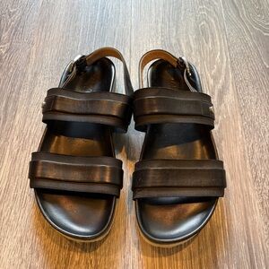 Taryn Rose Sandra Black Leather Combo Women's Sandals